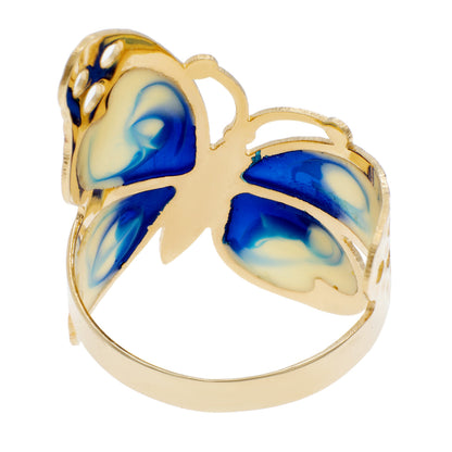 Exclusive 14K Gold Enamel Butterfly Ring — Side View