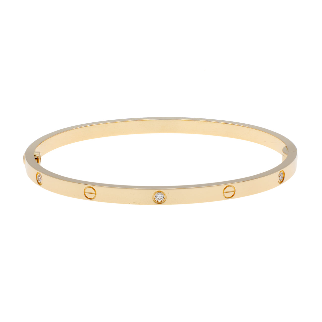 Exclusive Cartier 18K Yellow Gold 6 Diamond Small Love Bracelet — Side View
