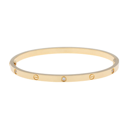 Exclusive Cartier 18K Yellow Gold 6 Diamond Small Love Bracelet — Side View