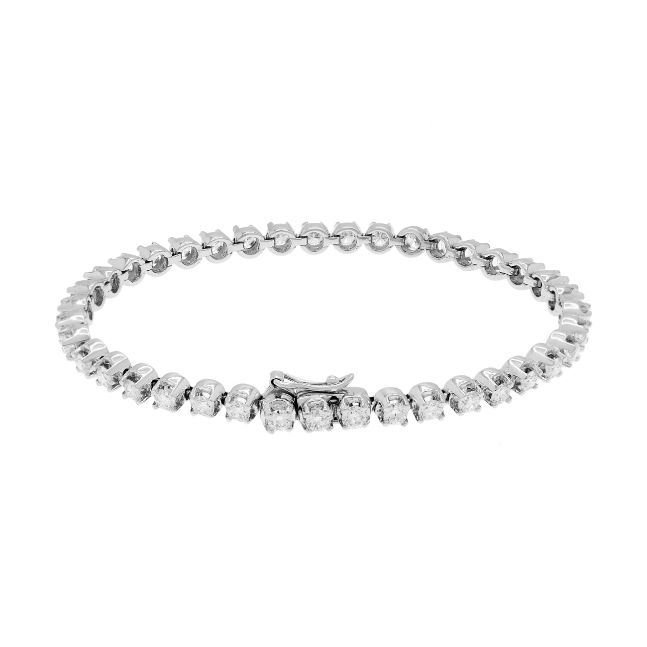 Exclusive 18K White Gold 3.02 Carat Diamond Tennis Bracelet — Side View