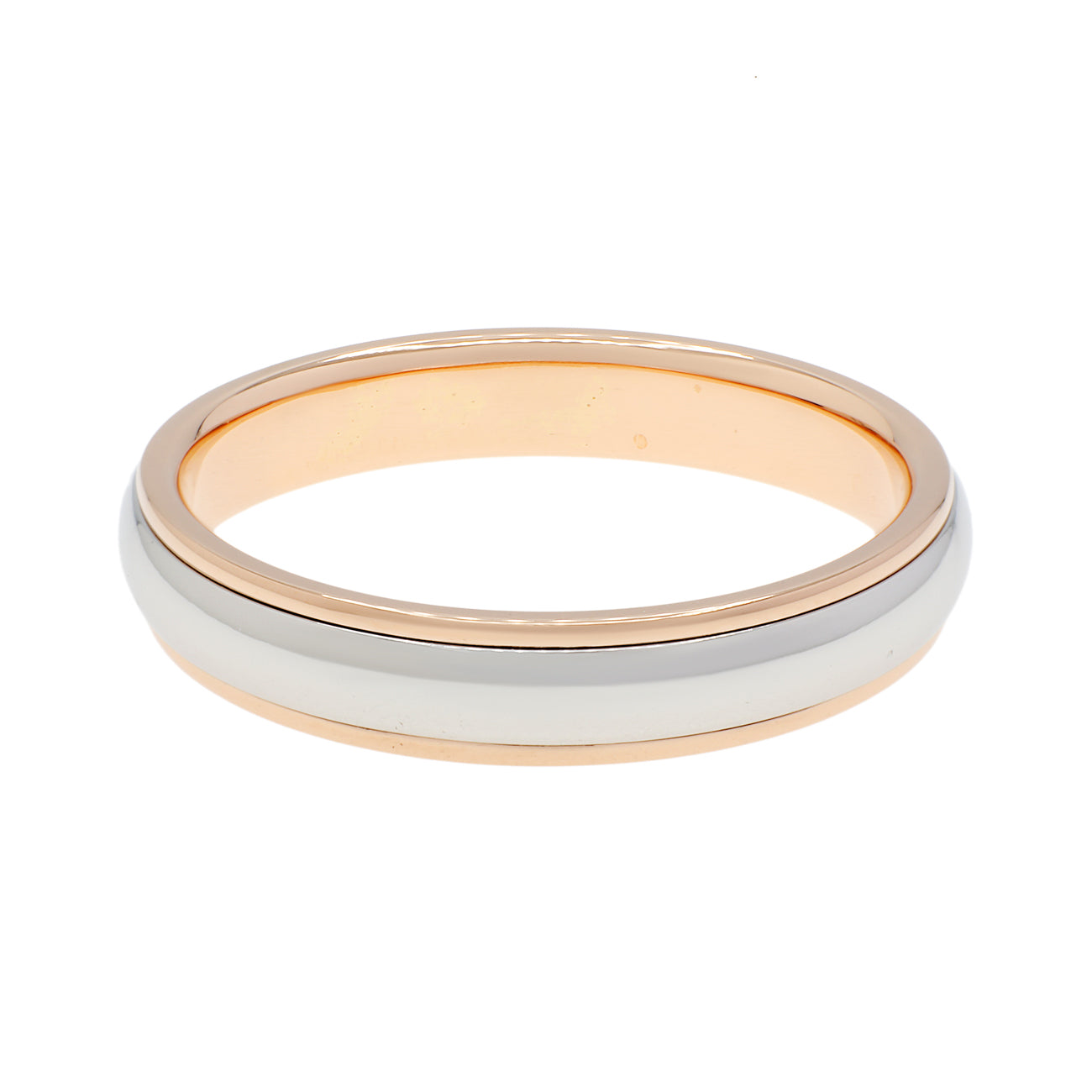 Exclusive Tiffany & Co. Platinum 18K Rose Gold 4mm Lucida Wedding Band Ring — Side View