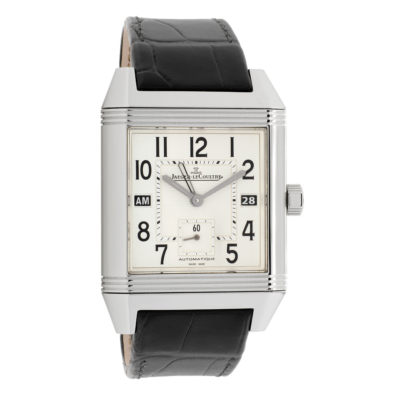 Exclusive Jaeger-LeCoultre Stainless Steel Reverso Squadra Hometime Q7008420 — Front View