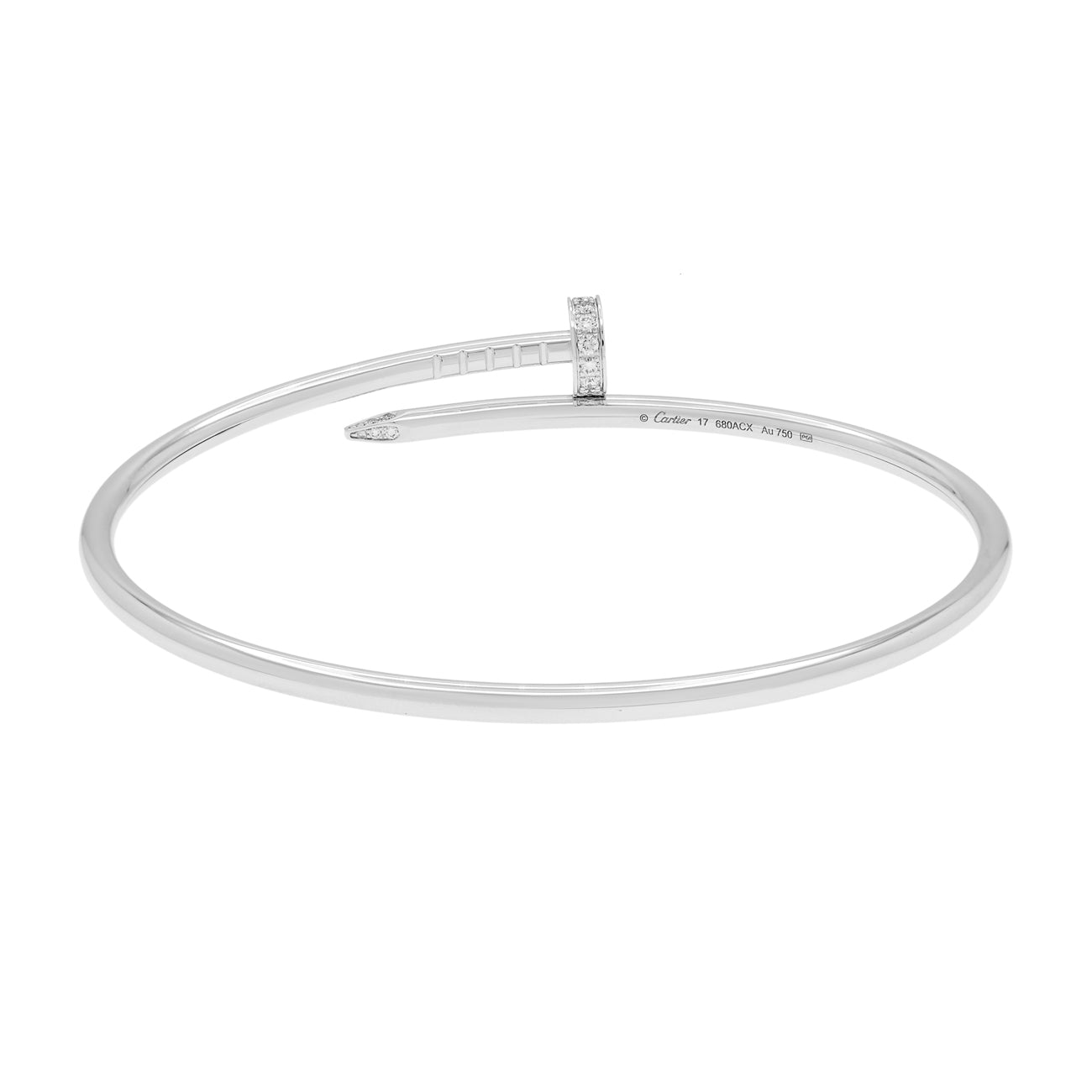 Exclusive Cartier 18K White Gold Diamond Small Juste Un Clou Bracelet — Side View