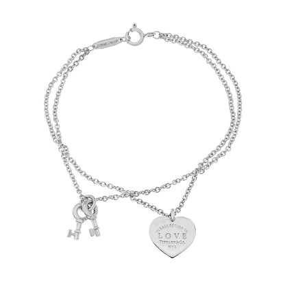 Exclusive Tiffany & Co. Sterling Silver Love Heart Tag Key Bracelet — Side View