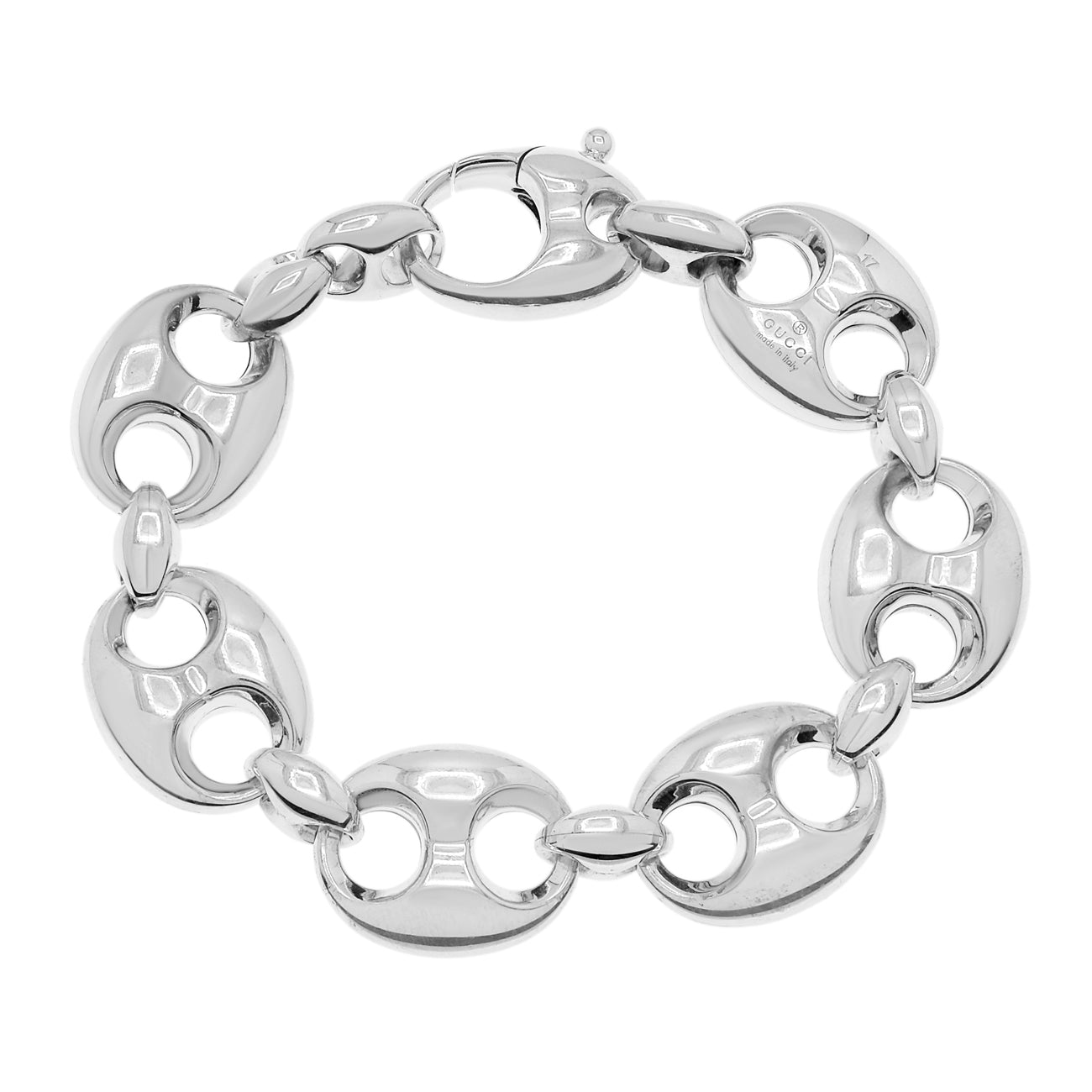 Exclusive Gucci Sterling Silver Marina Link Bracelet — Front View