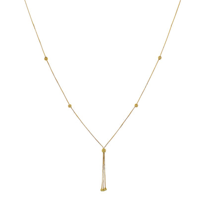 Exclusive 18K Yellow Gold Lariat Bead Necklace — Front View