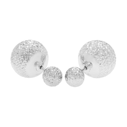 Exclusive 14k White Gold Diamond Cut Sphere Earrings — Front View