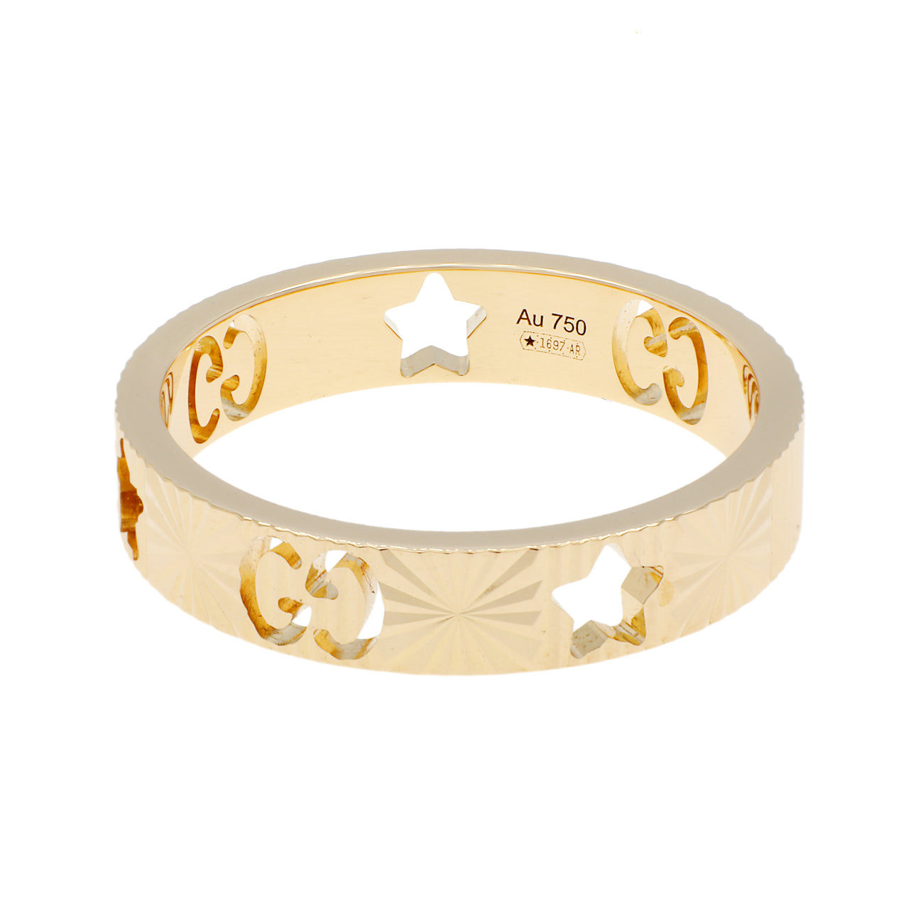 Exclusive Gucci 18K Yellow Gold Icon Heart Band Ring — Side View