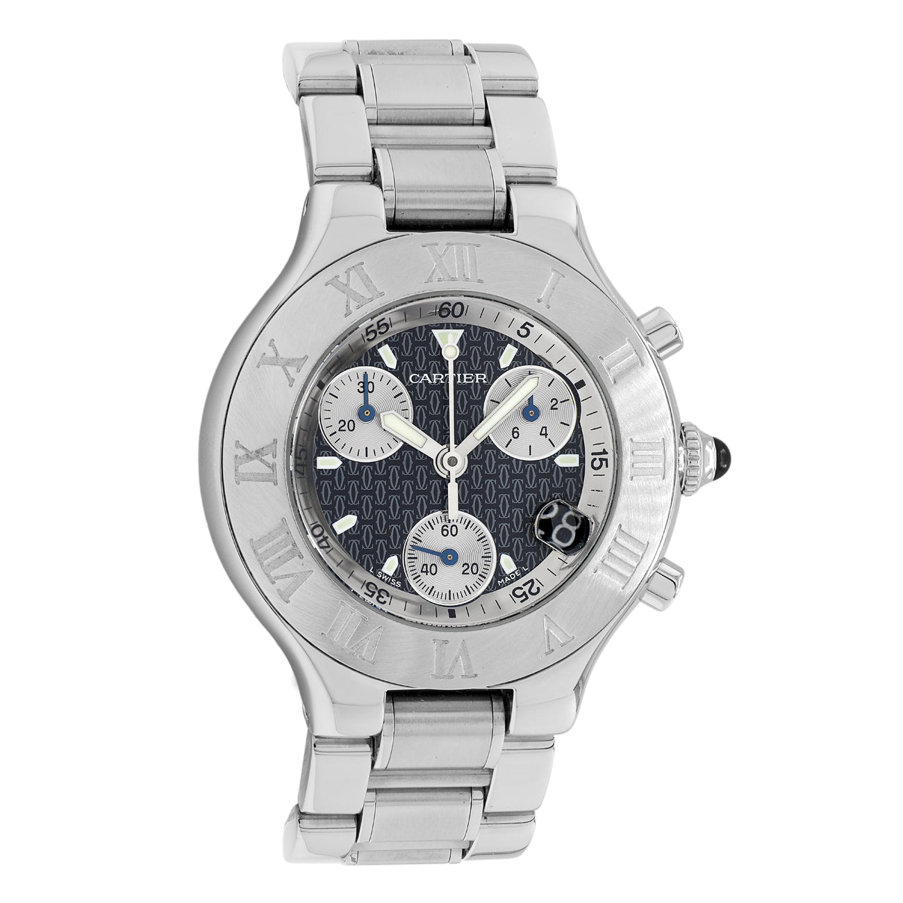 Exclusive Cartier Stainless Steel Must 21 Chronoscaph W10172T2 — Front View