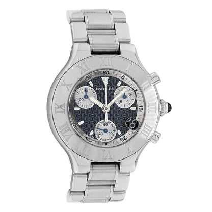 Exclusive Cartier Stainless Steel Must 21 Chronoscaph W10172T2 — Front View