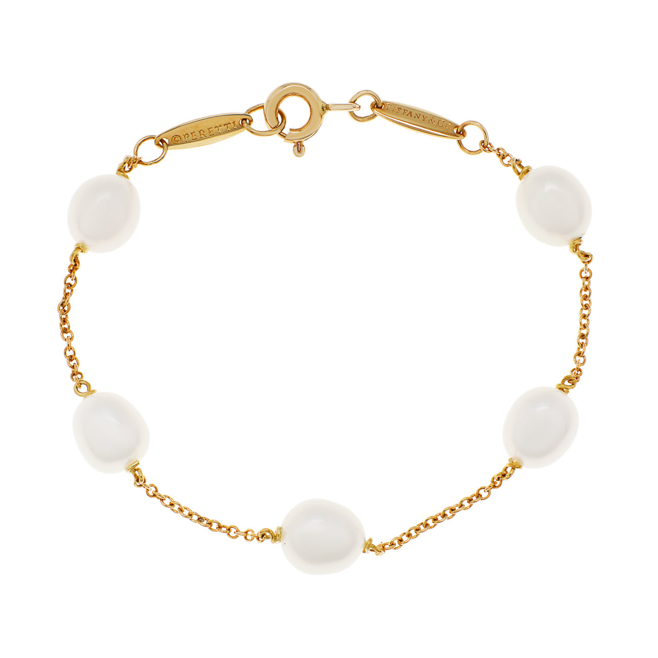 Exclusive Tiffany & Co. 18K Yellow Gold Elsa Peretti Pearls by the Yard Bracelet — Front View