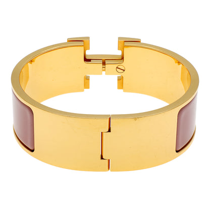 Exclusive Hermes Bois de Rose Enamel Clic Clac H Bracelet — Side View