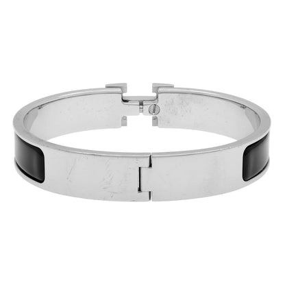 Exclusive Hermes Black Enamel Clic H Bracelet — Side View