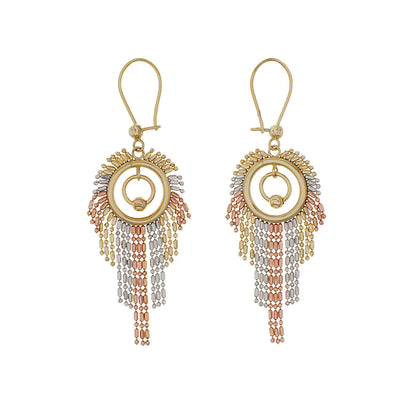 Exclusive 14K Tri-Tone Fringe Drop Earrings — Side View