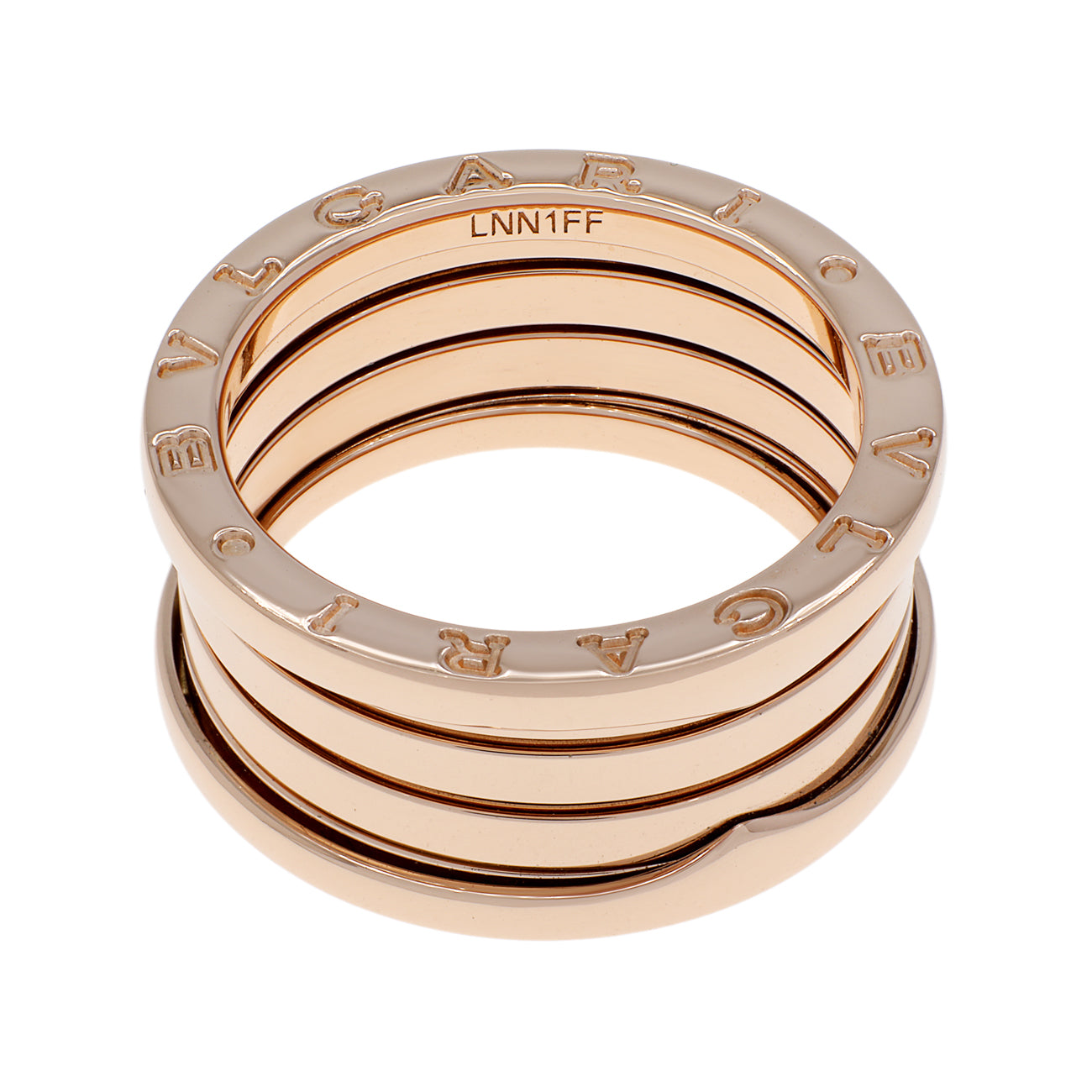 Exclusive Bulgari 18K Rose Gold B.Zero1 Four Band Ring — Side View