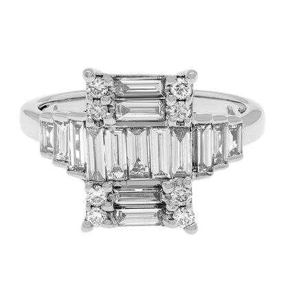Exclusive 18K White Gold 1.88 Carat Baguette Diamond Ring — 6.25 — Front View