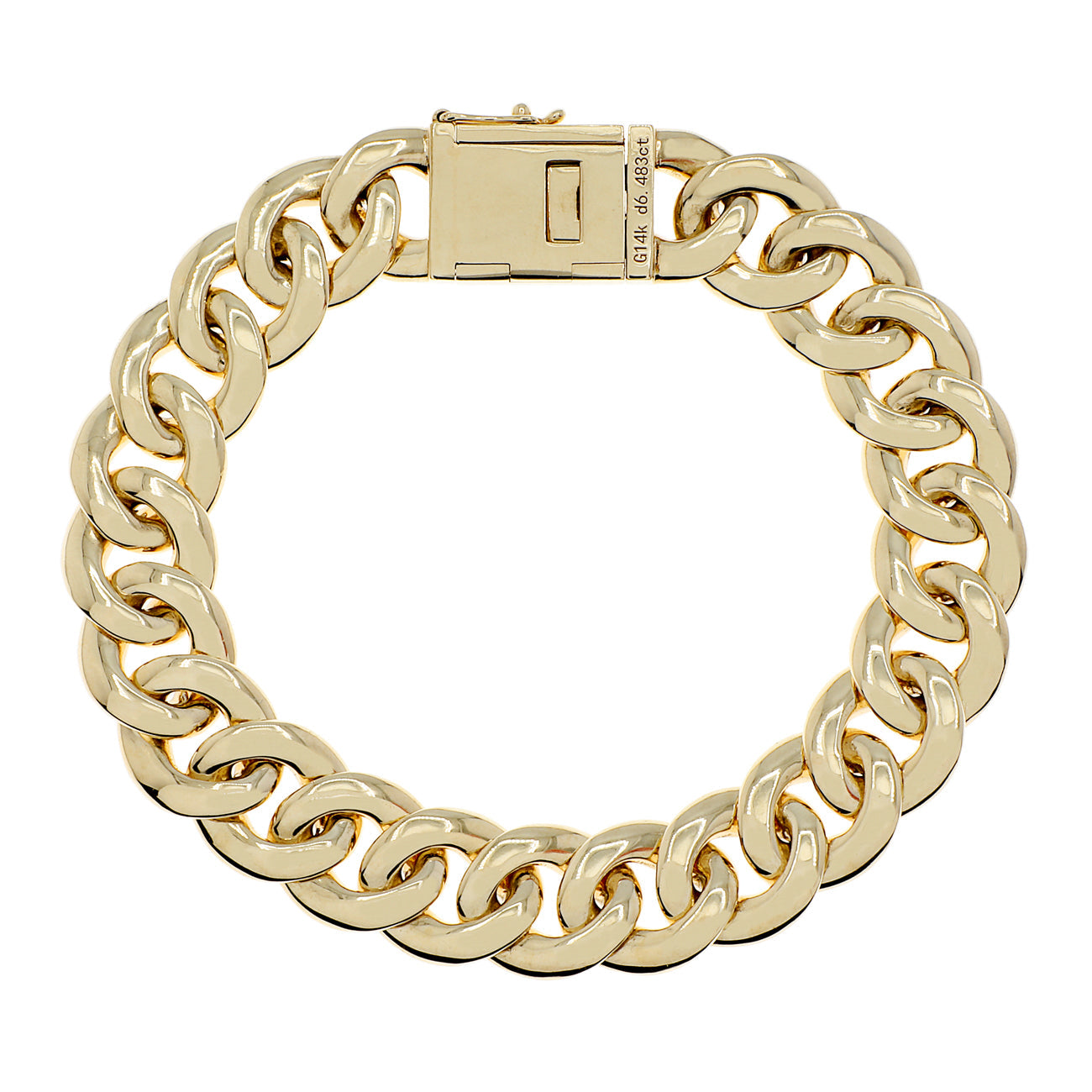 Exclusive 14K Yellow Gold 6.48 Carat Pave Curb Link Bracelet — Side View