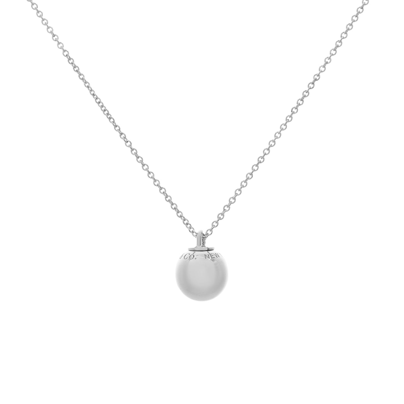 Exclusive Tiffany & Co. Sterling Silver 12.5mm HardWear Ball Pendant Necklace — Side View