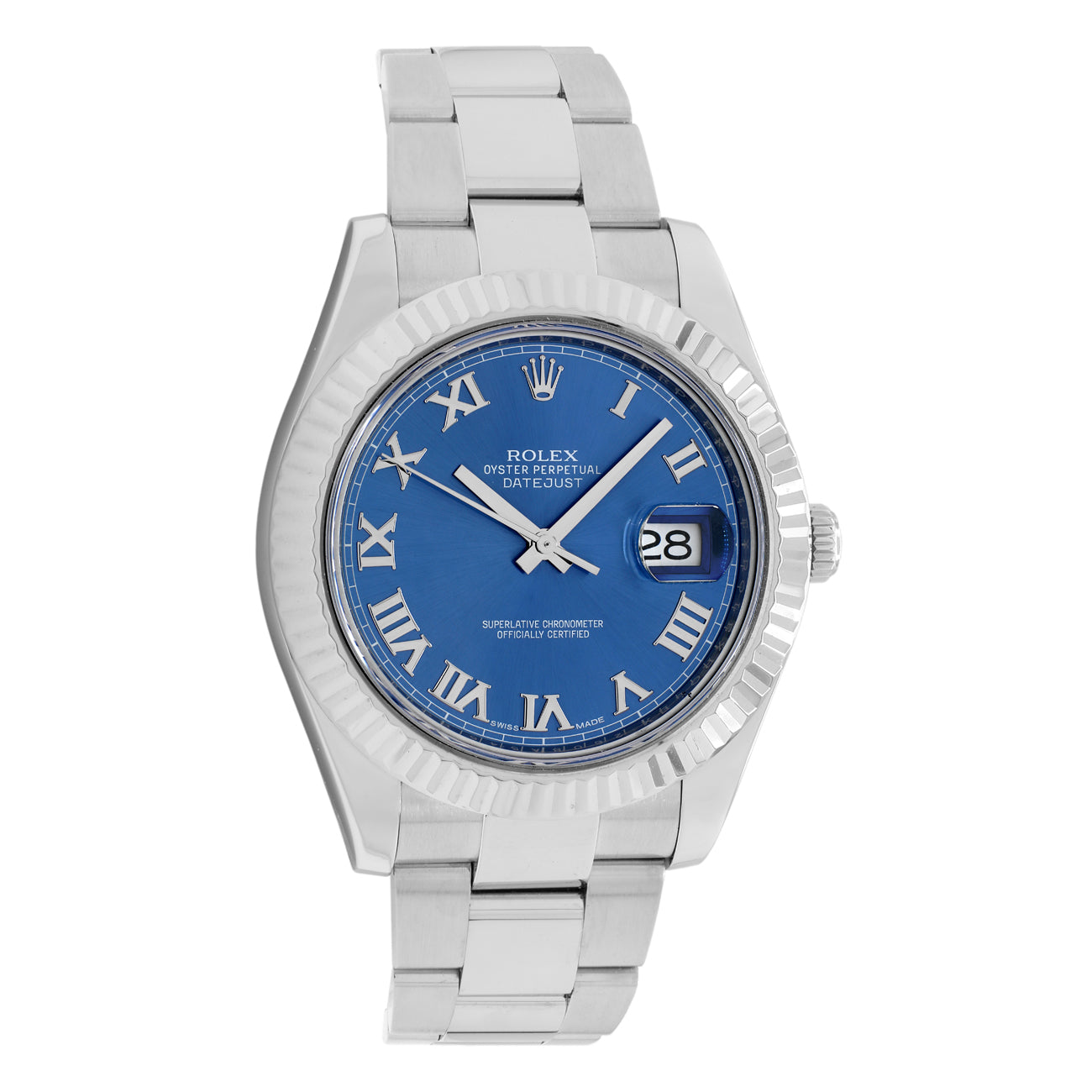 Exclusive Rolex Stainless Steel 18K White Gold Datejust II 116334 — Front View