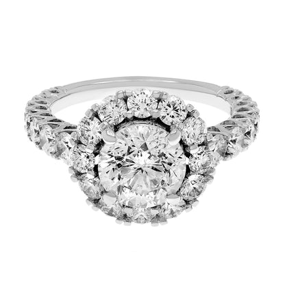Exclusive 18K White Gold 1.78 Carat Halo Diamond Ring — 5.5 — Front View