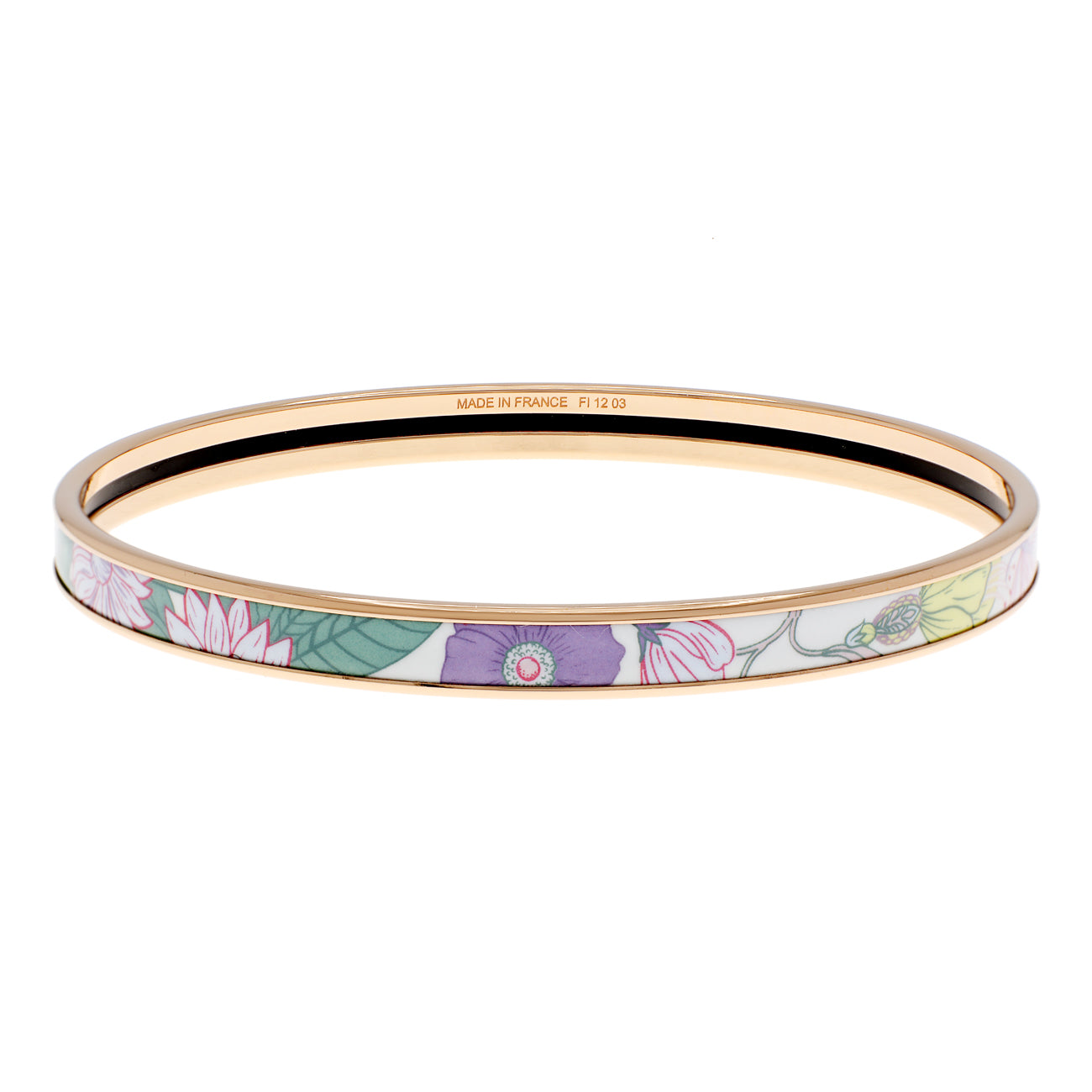 Exclusive Hermes Enamel Printed Precious Paradise Bangle — Side View