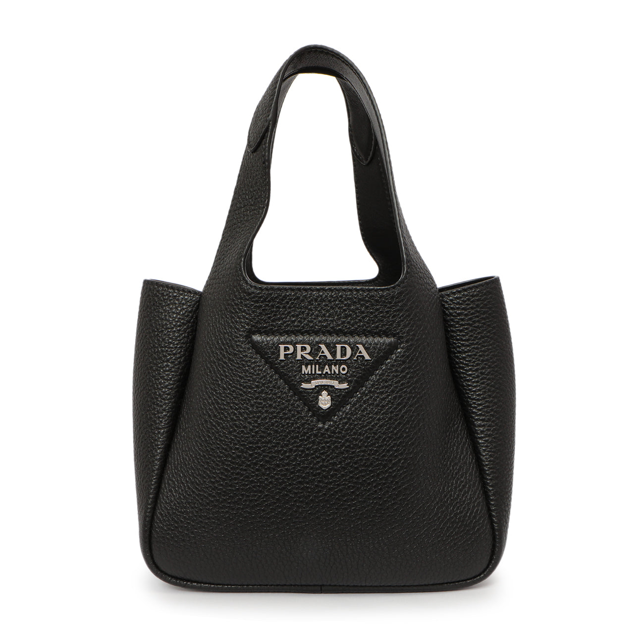 Exclusive Prada Black Vitello Daino Soft Mini Dynamique Tote — Front View