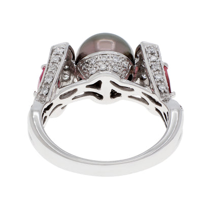 Exclusive 18K White Gold Tahitian Pearl Ring — 6 — Side View