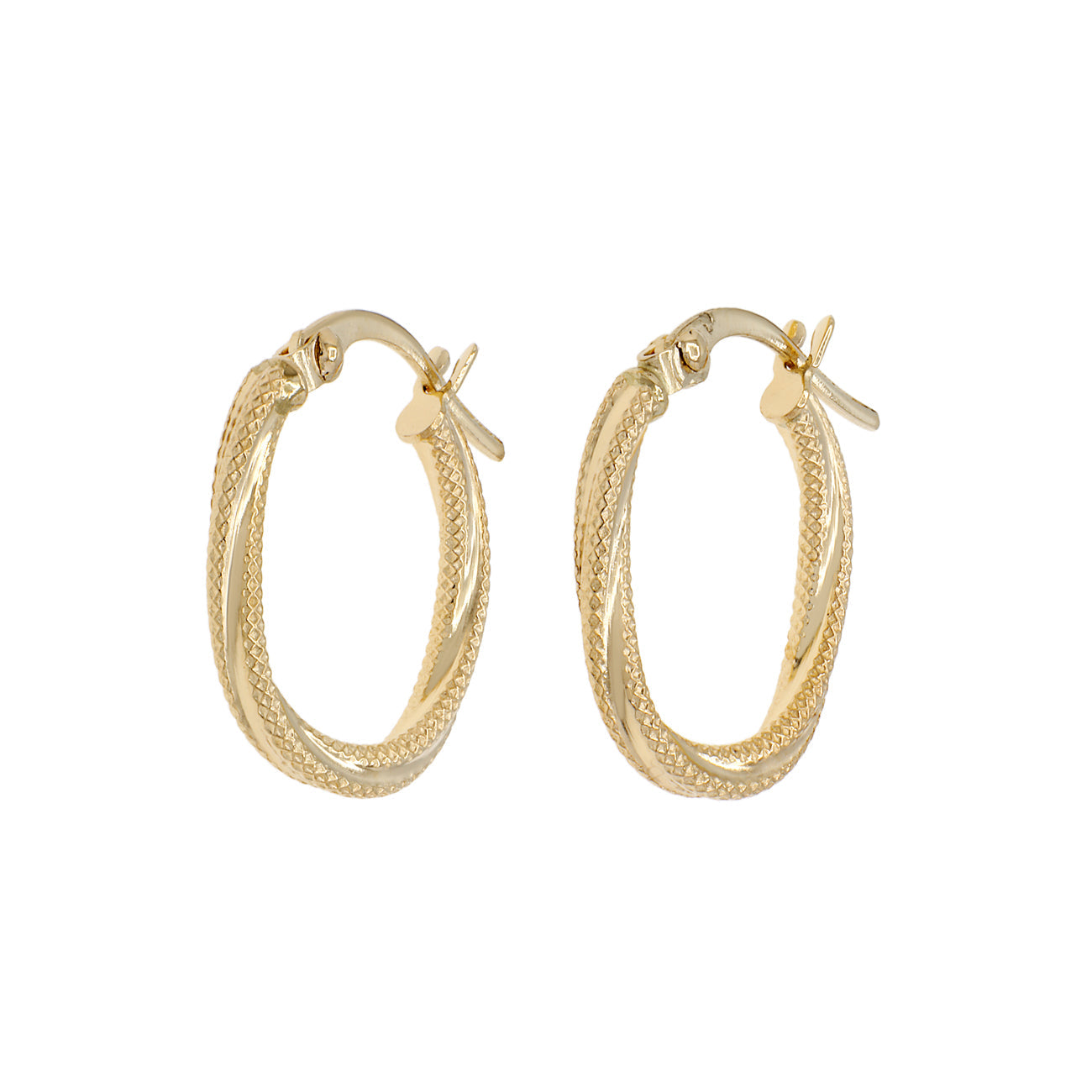 Exclusive 18K Yellow Gold Twist Hoop Earrings — Front View
