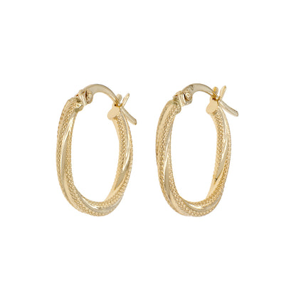 Exclusive 18K Yellow Gold Twist Hoop Earrings — Front View