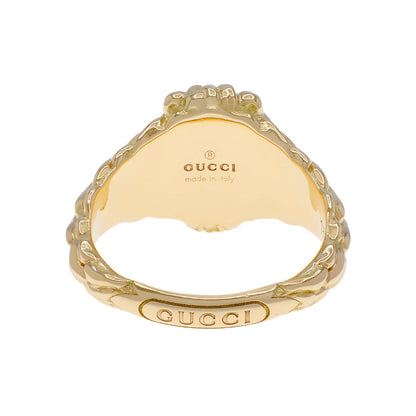 Exclusive Gucci 18K Yellow Gold Diamond Chrome Diopside Lion Head Ring — Side View