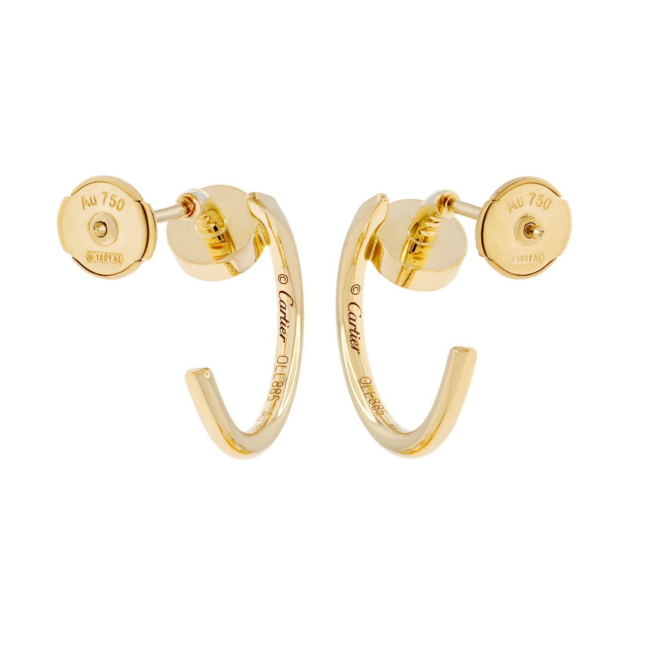 Exclusive Cartier 18K Yellow Gold Juste Un Clou Hoop Earrings SM — Side View