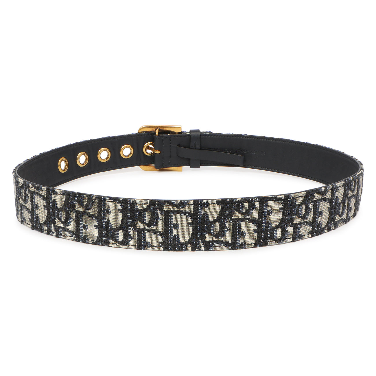 Exclusive Christian Dior Blue Oblique Diorquake Belt — Side View
