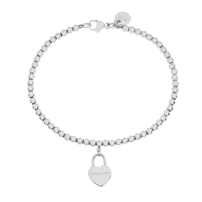 Exclusive Tiffany & Co. Sterling Silver Mini Heart Lock Bead Bracelet — Side View