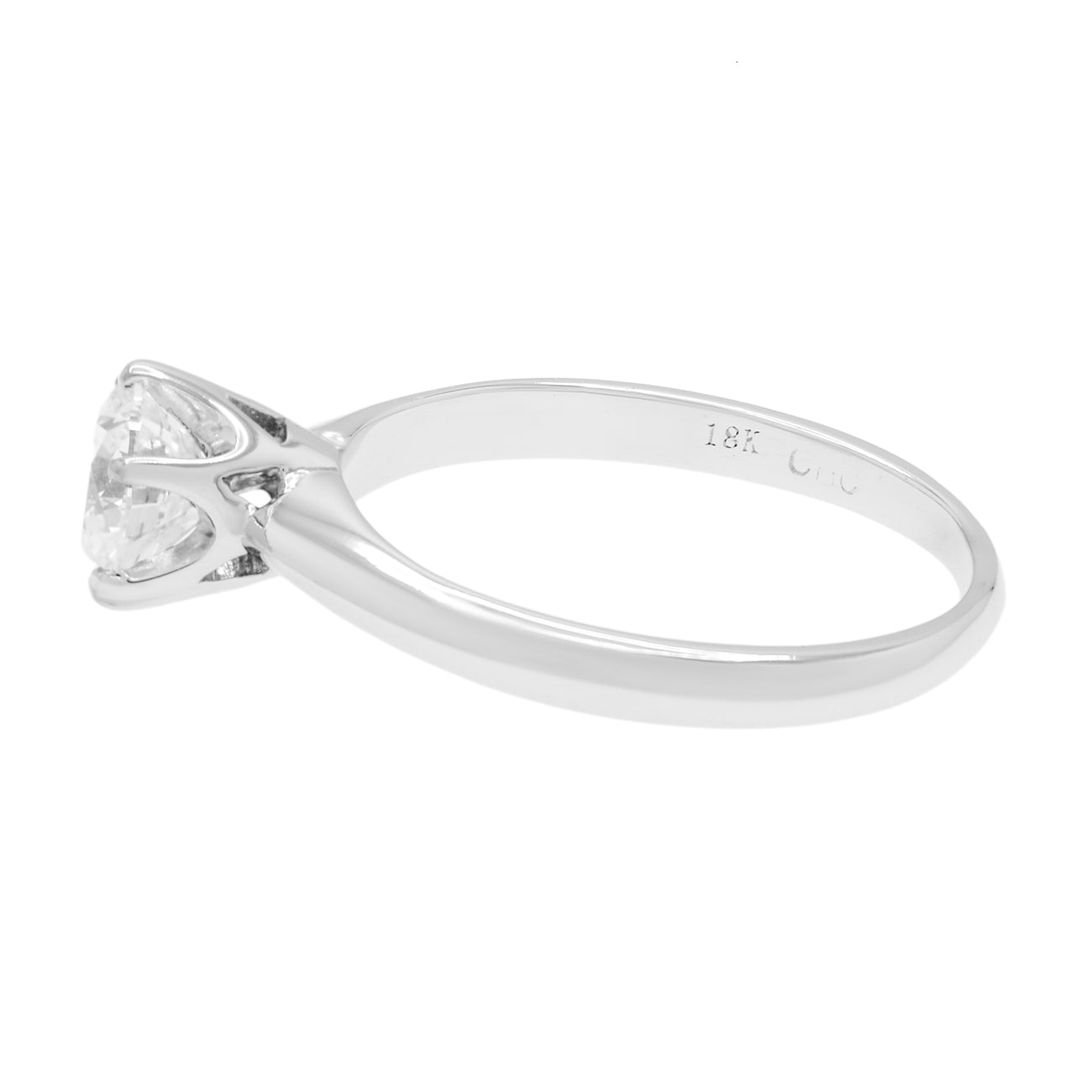 Exclusive 18K White Gold 0.70 Carat Diamond Solitaire Ring — 3.5 — Side View