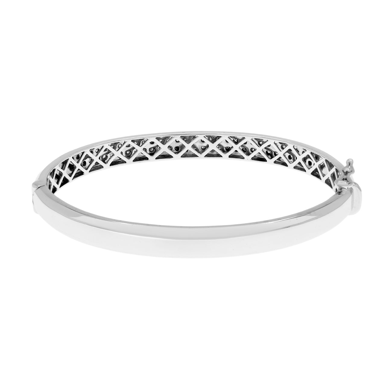 Exclusive 10K White Gold 1.00 Carat Diamond Bangle — Side View