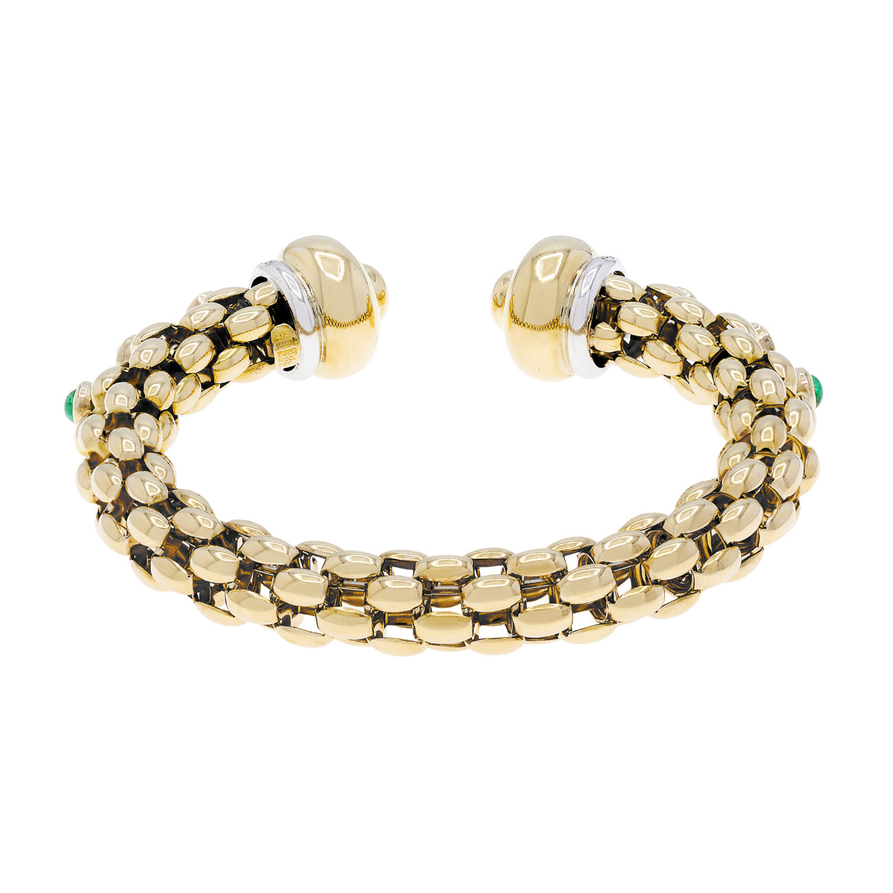 Exclusive FOPE 18K Yellow Gold Flex'it Multi-Gemstone Open Bangle — Side View