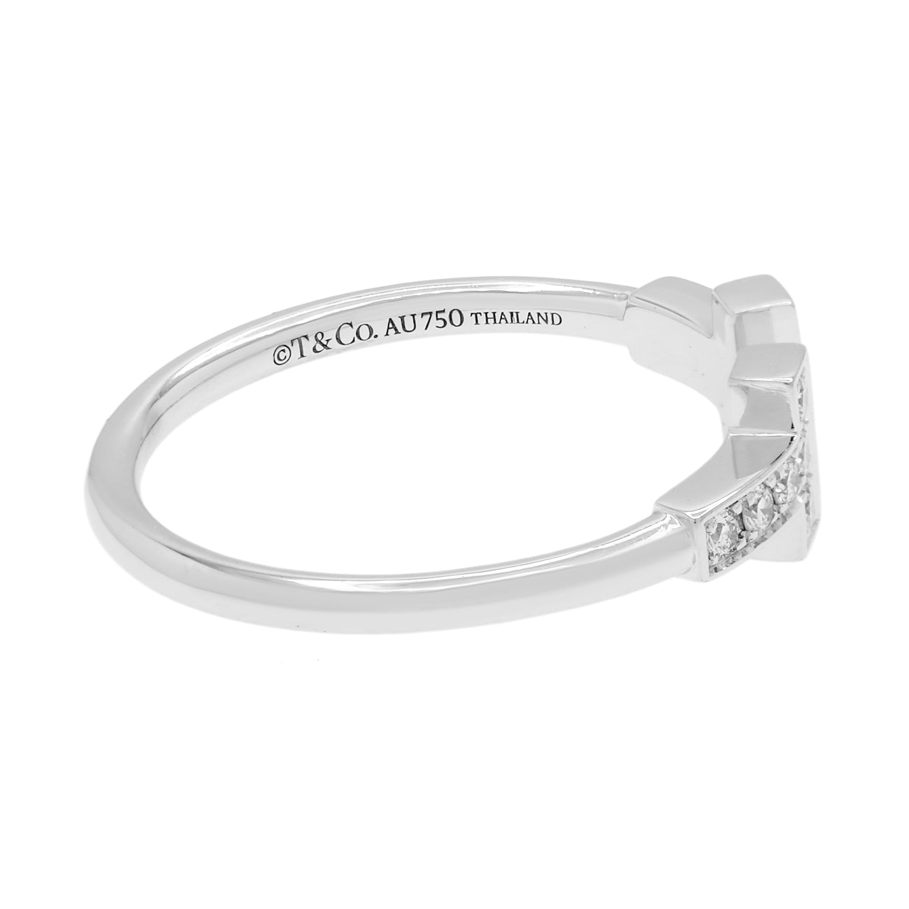 Exclusive Tiffany & Co. 18K White Gold T Wire Diamond Ring — Side View