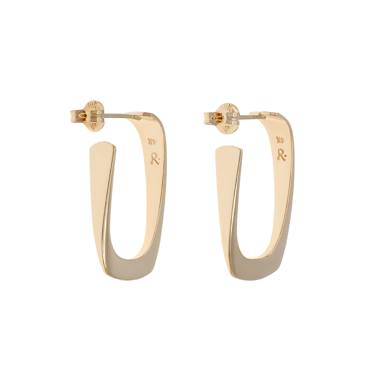 Exclusive 14K Yellow Gold Rectangular Hoop Earrings — Side View