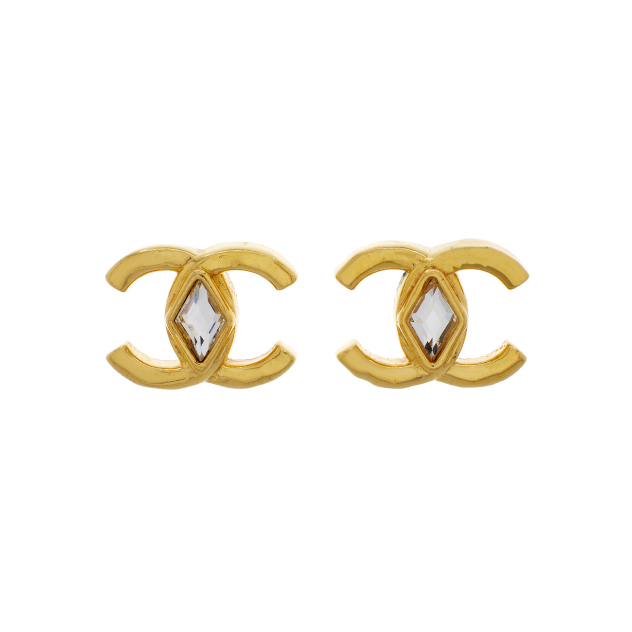 Exclusive Chanel Crystal CC Earrings — Front View