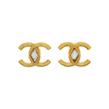 Exclusive Chanel Crystal CC Earrings — Front View