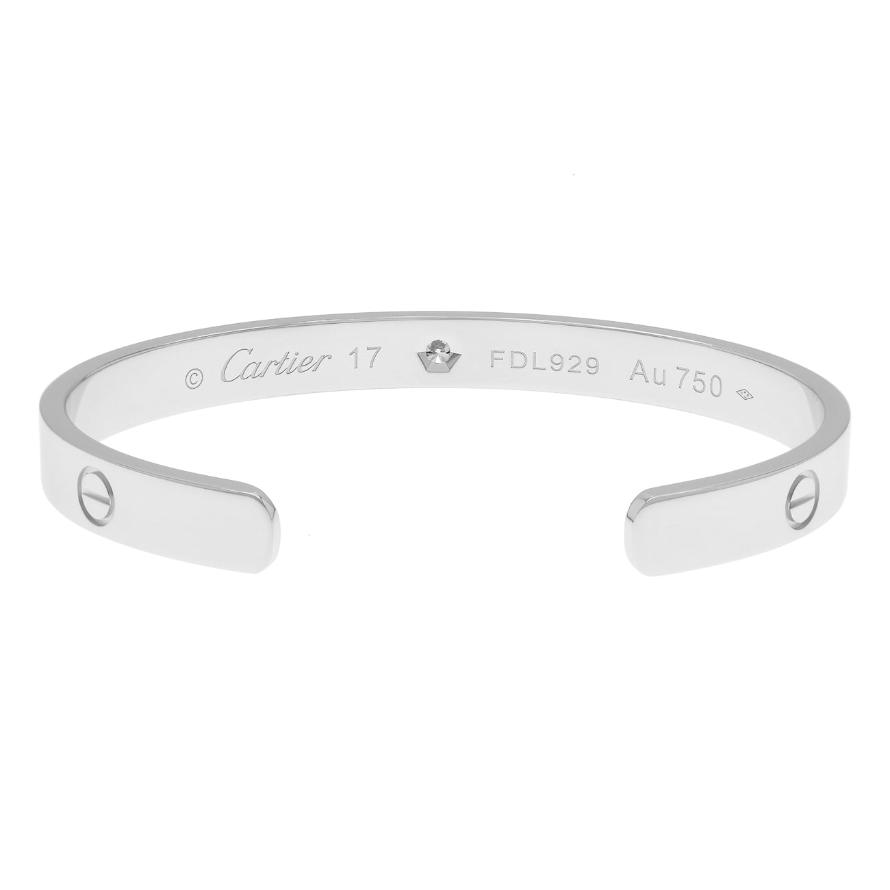 Exclusive Cartier 18K White Gold Diamond Love Bracelet — Side View