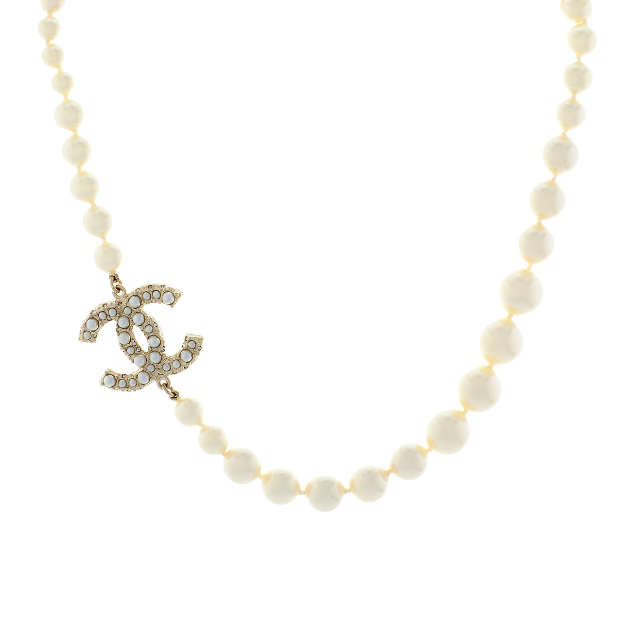 Exclusive Chanel Pearl CC Choker Necklace — Front View