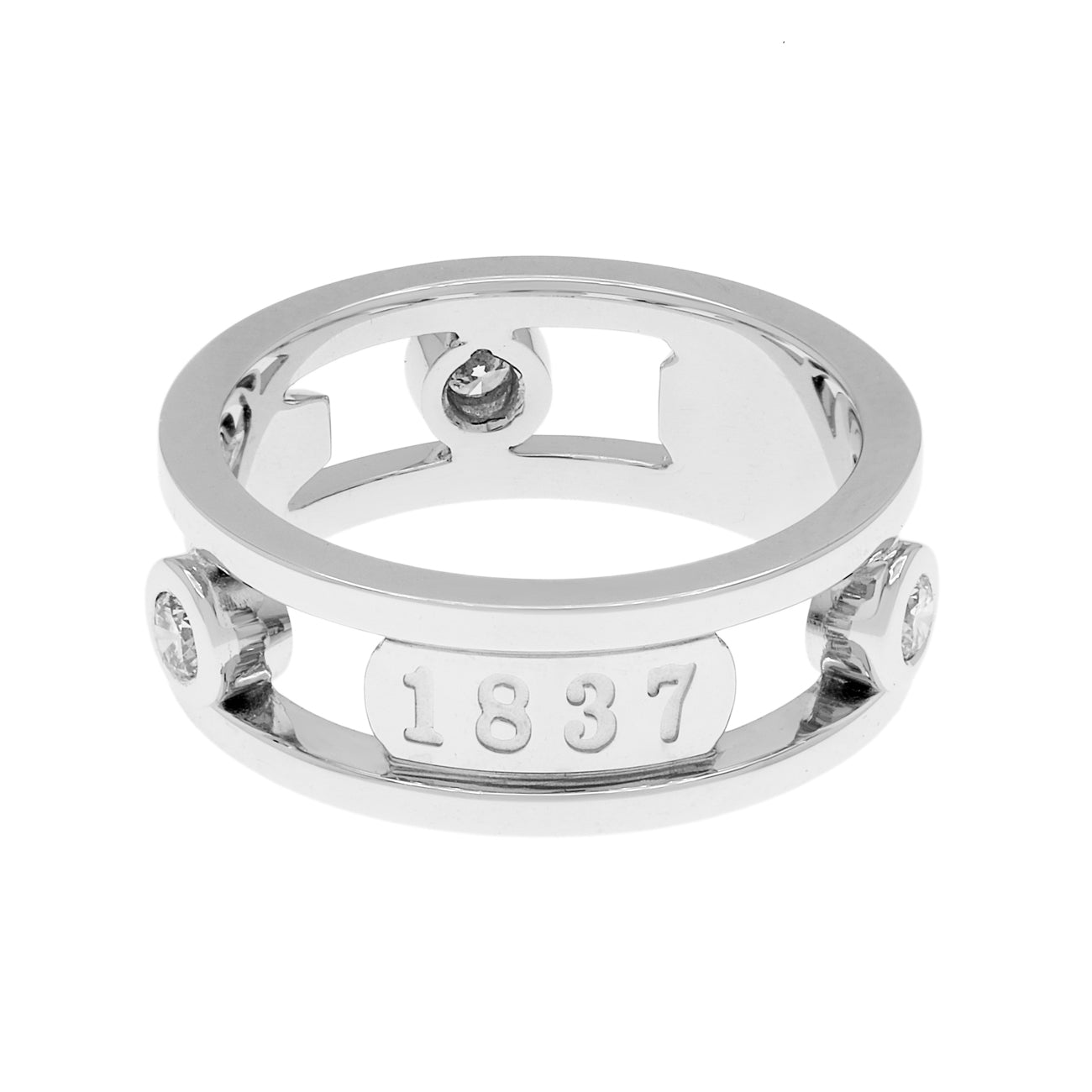 Exclusive Tiffany & Co. 18K White Gold Diamond 1837 Element Ring — Side View