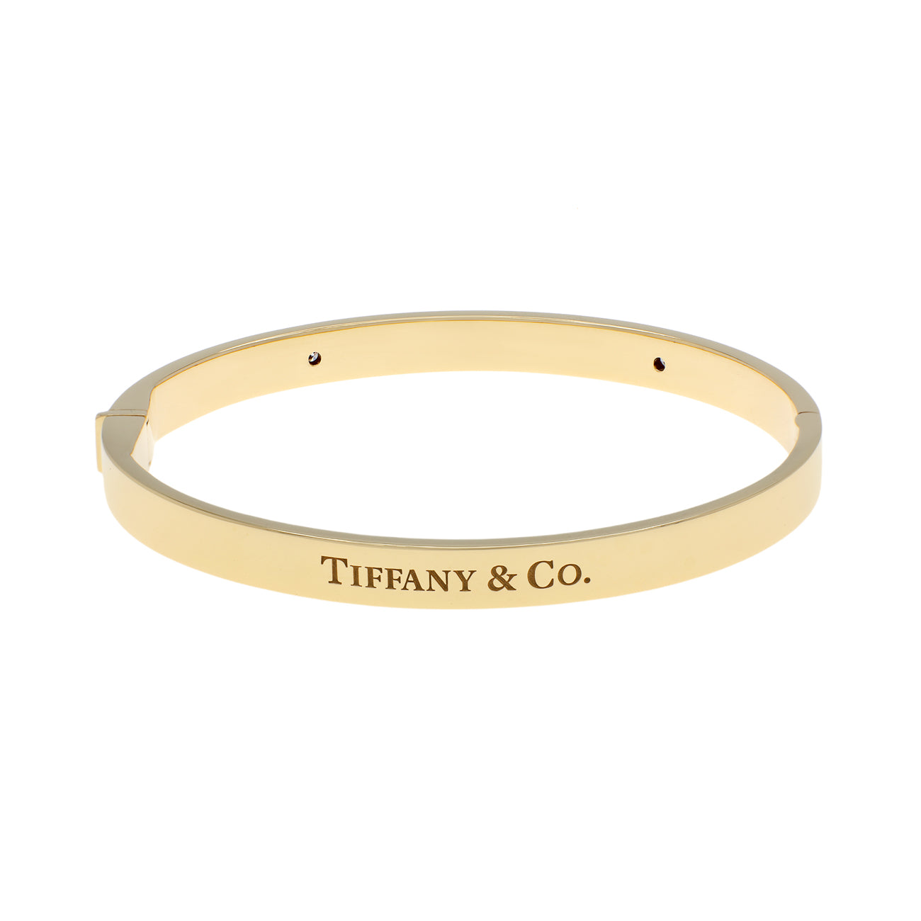 Exclusive Tiffany & Co. 18K Yellow Gold Diamond Hinged Bangle — Side View