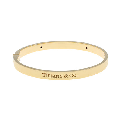 Exclusive Tiffany & Co. 18K Yellow Gold Diamond Hinged Bangle — Side View