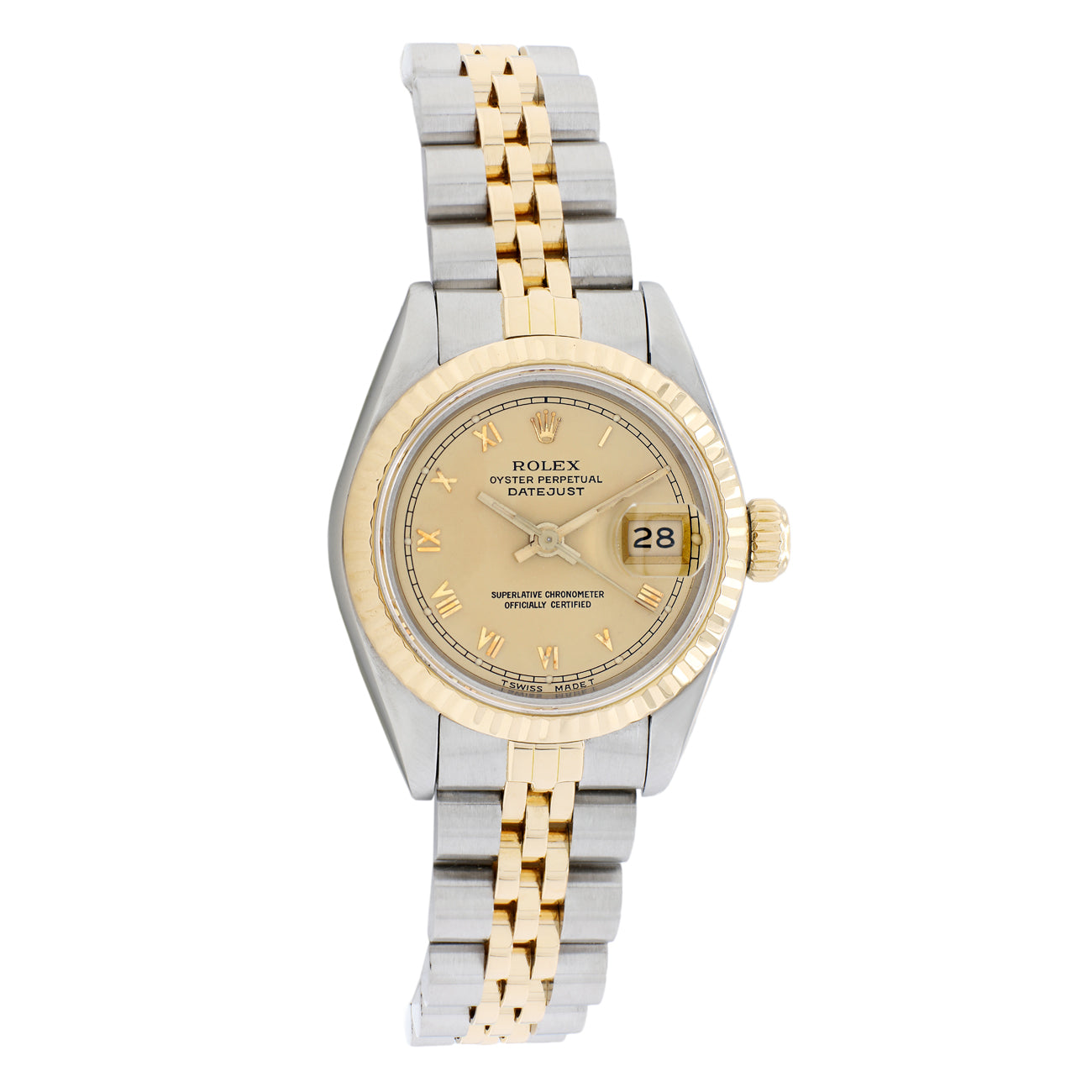 Exclusive Rolex 18K Yellow Gold Stainless Steel Ladies Datejust 69173 — Front View
