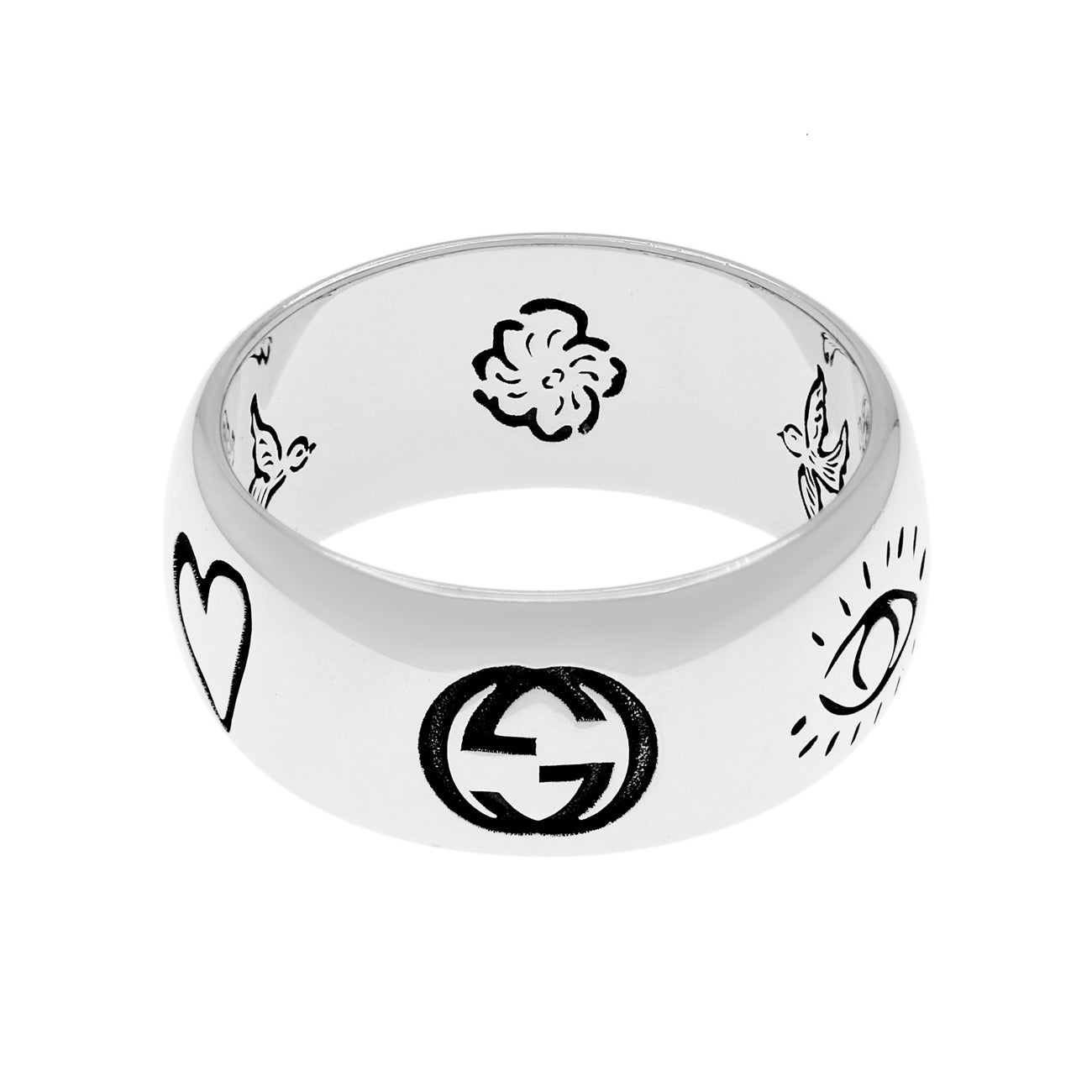 Exclusive Gucci Sterling Silver Blind For Love Ring — Side View