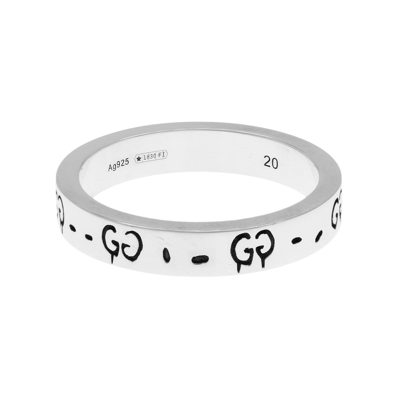 Exclusive Gucci Sterling Silver GucciGhost Hamlet Skull Band Ring — Side View
