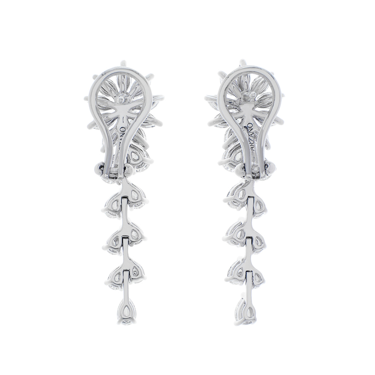 Exclusive 18K White Gold 3.38 Carat Diamond Cascade Earrings — Side View