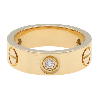 Exclusive Cartier 18K Yellow Gold 3 Diamond Love Ring — Side View